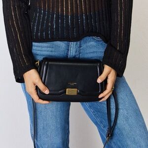 BOUTIQUE David Jones PU Leather Crossbody Bag, in Black